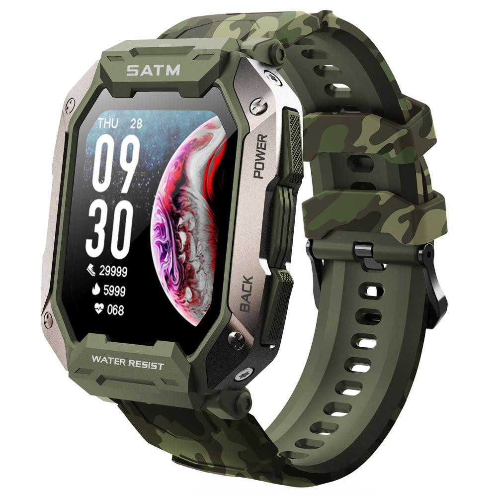 Smart Watch C20 ütésálló 5ATM vízálló outdoor sport okosóra - zöld terepmintás