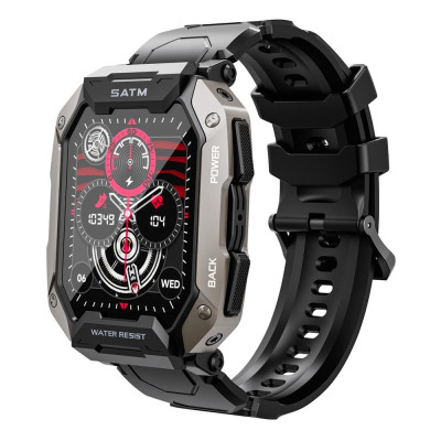 Smart Watch C20 Plus ütésálló 5ATM vízálló outdoor telefonfunkciós okosóra - fekete