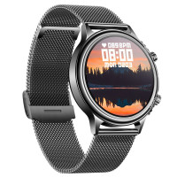 Smart Watch CF85 nagy méretű hívásfunkciós okosóra szőtt fémszíjjal - fekete