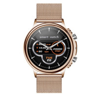 Smart Watch CF85 nagy méretű hívásfunkciós okosóra szőtt fémszíjjal - rozé-arany