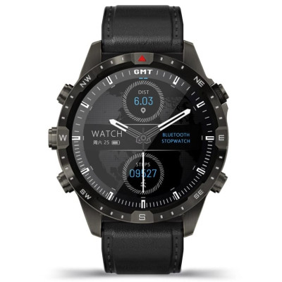 Smart Watch GT45 Outdoor NFC magyar nyelvű okosóra bőrszíjjal és gumiszíjjal - fekete