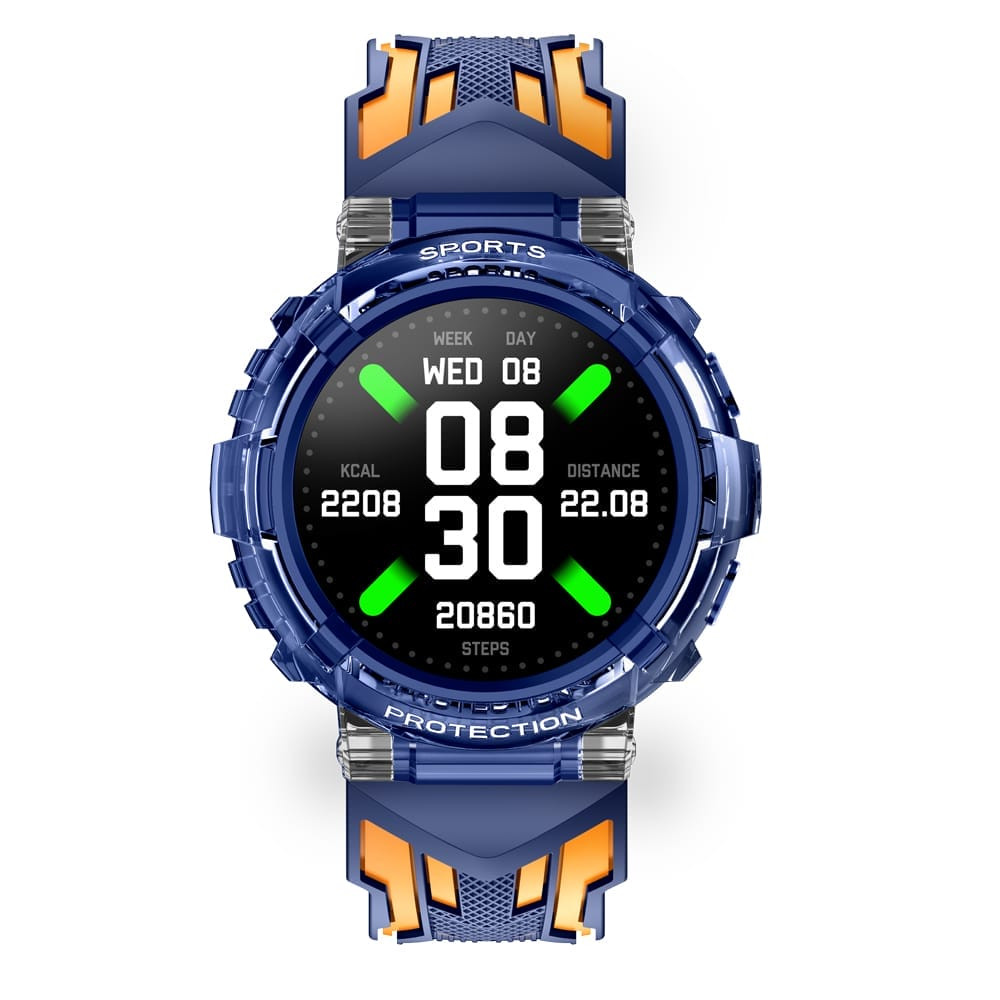 Smart Watch HT25 telefon funkciós sport okosóra fiataloknak -  kék-narancs