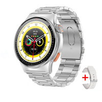 Smart Watch QW49 fémszíjas magyar menüs okosóra telefon funkciókkal - ezüst + ajándék gumiszíj