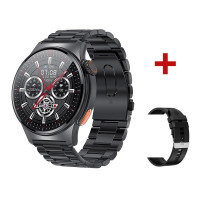 Smart Watch QW49 fémszíjas magyar menüs okosóra telefon funkciókkal - fekete + ajándék gumiszíj