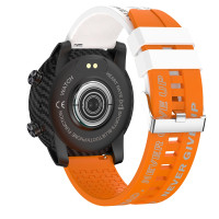 Smart Watch QW66 magyar nyelvű sport okosóra stílusos kétszínű szíjjal - fehér-narancs
