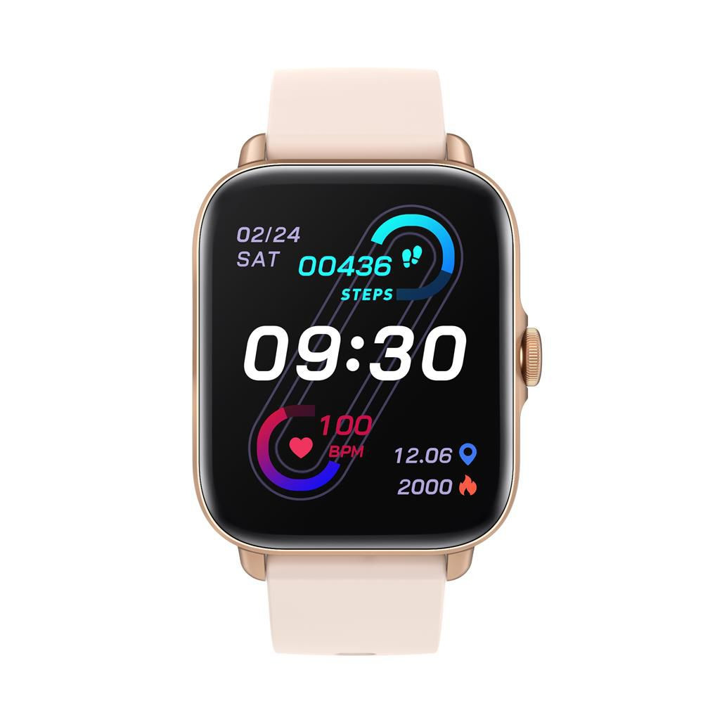 Smart Watch Y22 pulzusmérős és aktivitásmérős okosóra szögletes stílussal - rozé-arany